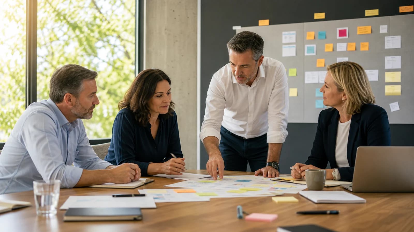 Illustrative visual representing a leadership team refining strategy and organisation design