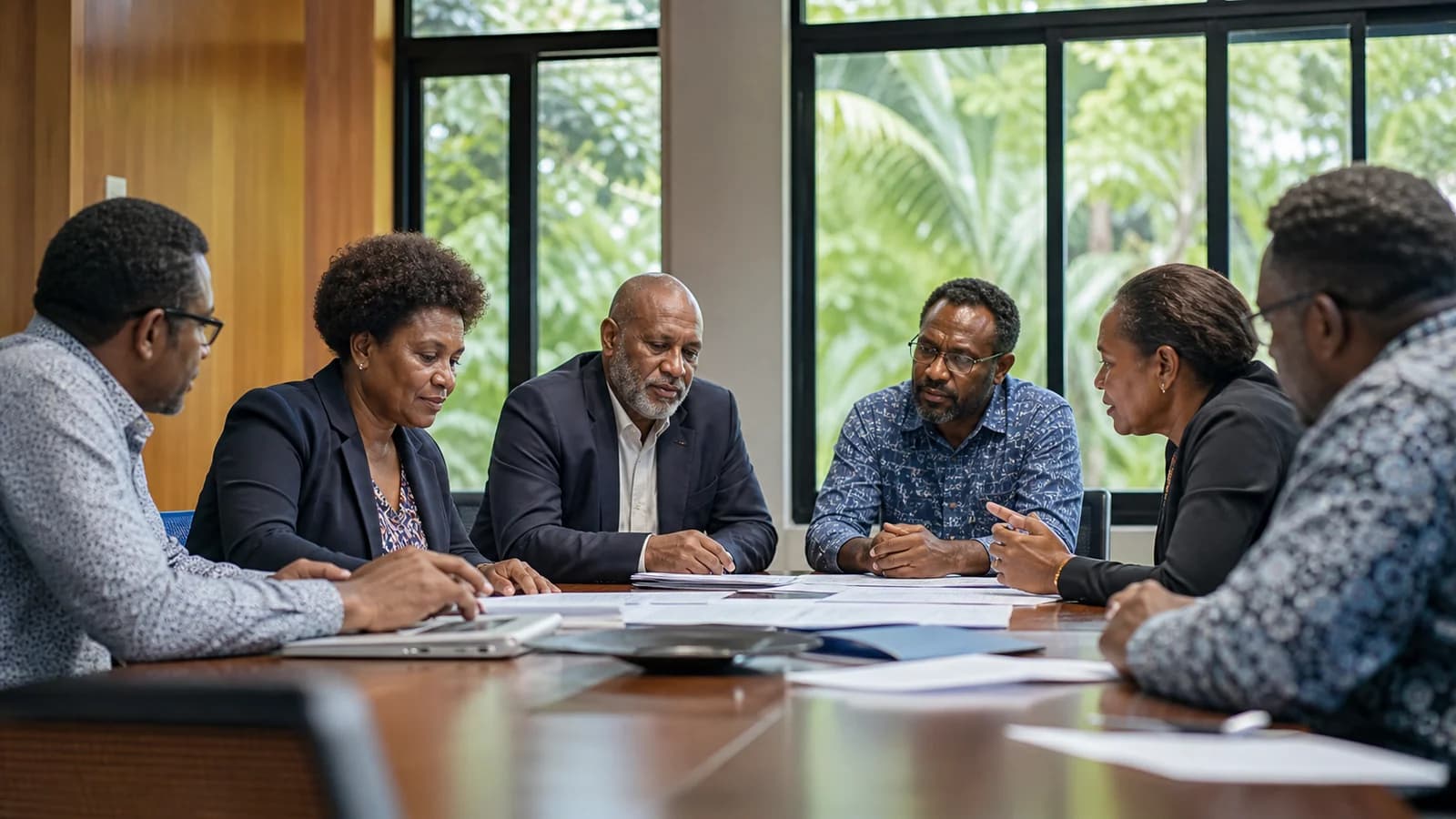 Illustrative visual representing a Papua New Guinean university leadership working session